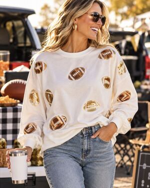 NWT Mary Square Millie Sparkly Sequin Football Sweatshirt XL